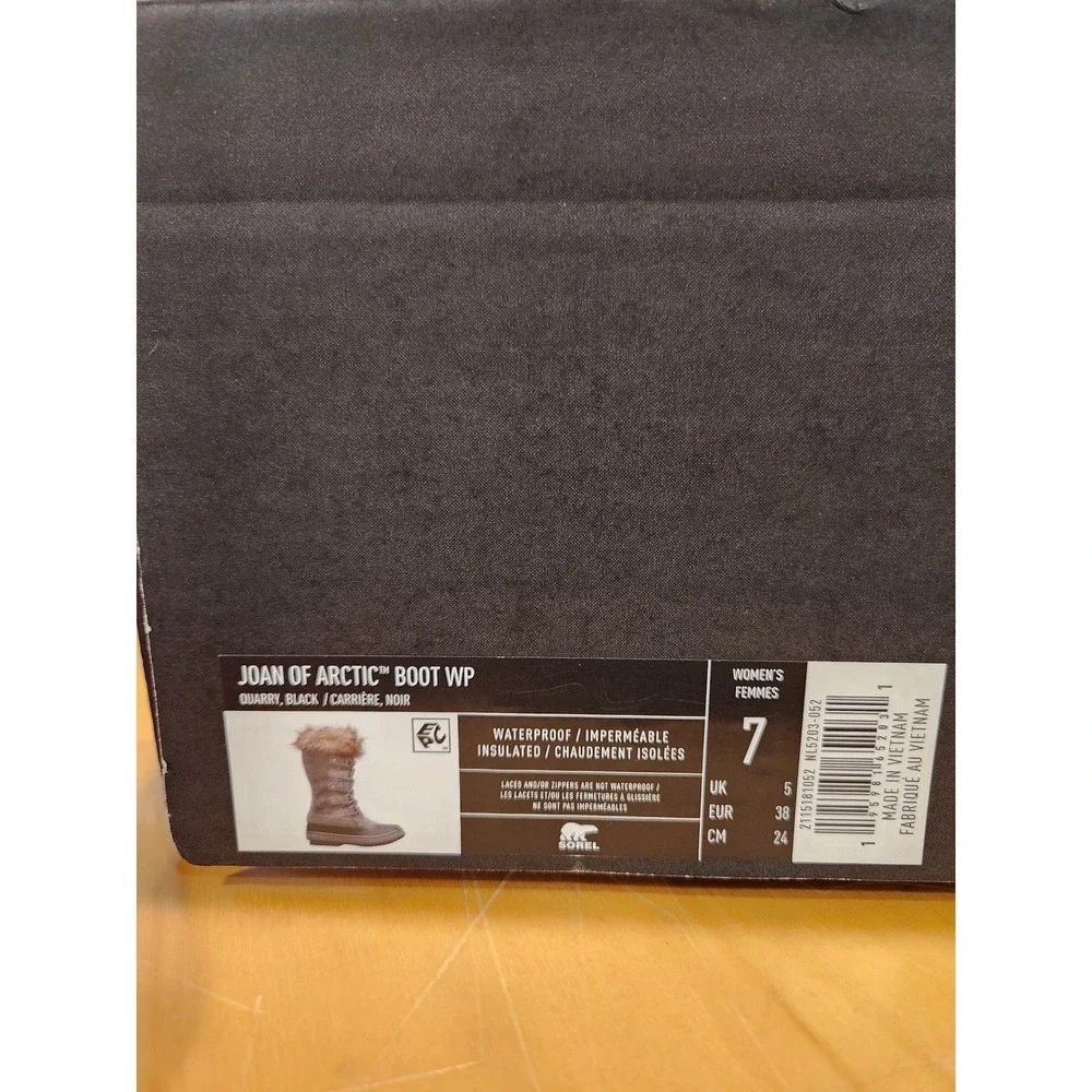 NWT Sorel Joan of Arctic Waterproof Winter Boots Quarry Black NL5203-052 Women 7